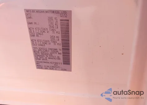 2013 Nissan Pathfinder Platinum из США, поврежденный, VIN 5N1AR2MN9DC629655